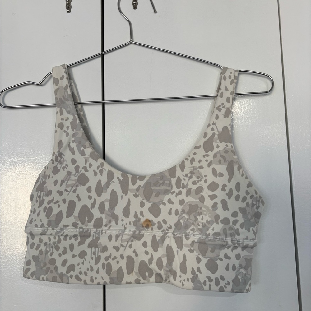 Gray Leopard Print Sports Bra